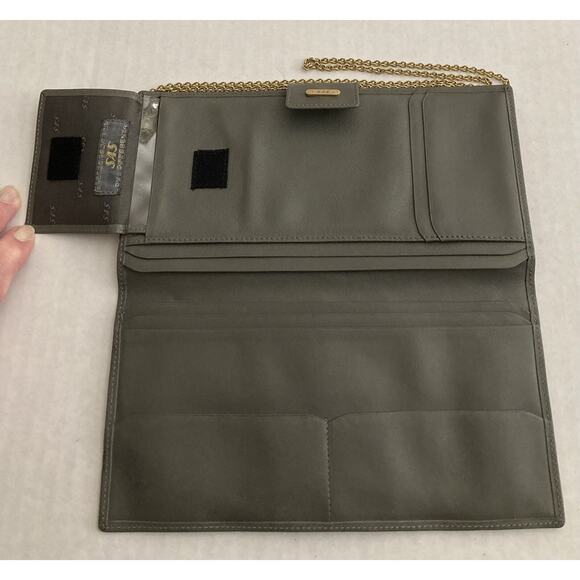 Vtg Womens Large SAS Faux Leather Travel Wallet Crossbody Purse Green Gray NOS - Picture 7 of 14